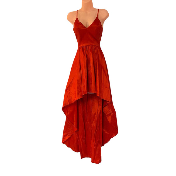 B. Darlin Taffeta Lace High Low Red Cocktail Party Formal Dress Evening Gown - Picture 3 of 15